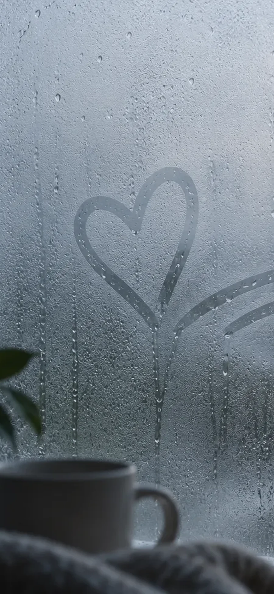 Fogged glass with a finger-drawn heart